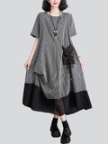 Lady Plus Size Irregular Retro Drawstring Pocket Dresses