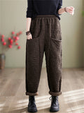 Female Winter Casual Keep Warm Rhombus Cotton Pants