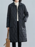 Women's Dailywear Lightweight Mid-Length Black Cotton Coat