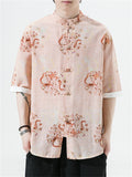 Men's Retro All-Over Dragon Print Tang Suit Summer Shirt