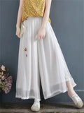 Female Double Layer Linen Pants with Mini Pumpkin Pendant