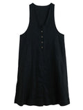 Summer U Neck Sleeveless Loose Linen A-Line Dress for Women