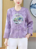 Ancient Style Embroidery Women's Round Neck Silk Jacket