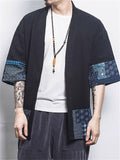 Chinese Style Taoist Robe Men's 3/4 Sleeve Shirts