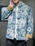 Men's Vintage Daisy Jacquard Long Sleeve Button Jacket