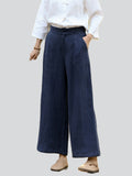 Women's 100% Linen Simple Cozy Straight-Leg Casual Pants