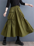 Women's Stylish High Rise Large Pocket Pleated Skirt