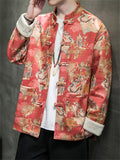 Men's Tang Dynasty Print Faux Suede Jacket