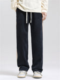 Men's Winter Side Stripe Corduroy Straight-Leg Pants