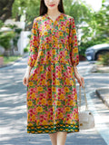 Spring Flower Print Hooded Long Dress for Women