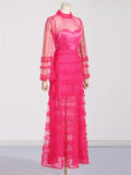 Sheer Lace Patchwork Sexy Party Maxi Dress for Women