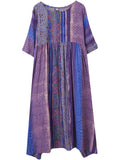 Women's Cotton Linen Ethnic Style Printed Dresses