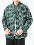 Male Trendy Autumn Winter Green Corduroy Plaid Jackets