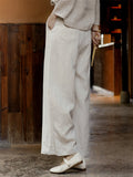 Women's 100% Linen Simple Cozy Straight-Leg Casual Pants