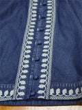 Women's Ethnic Style V Neck Puff Sleeve High-Rise Denim Dress