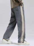 Men's Winter Side Stripe Corduroy Straight-Leg Pants