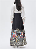 Women's Ancient Chinese Palace Print Horse-face Skirts