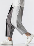 Male Contrast Color Striped Fashion Cotton Linen Pants