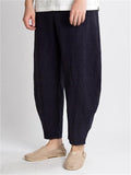 Vintage Casual Men's Cotton Linen Jacquard Pants