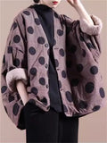 Women's Thickened V-neck Polka Dot Quilted Coats