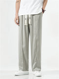 Men's Ice Silk Soft Smooth Loose Casual Trousers with Drawstring