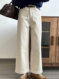 Women's Chic High Waist Plush Liner Straight-Leg Jean with Belt