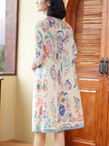 Women's Vintage Print Stand Collar Half Sleeve Elegant Qipao