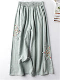 Female Ethnic Style Embroidered Relaxed Fit Thin Pants