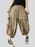 Summer Extra Loose Pleated Cropped Lantern Pants for Women