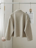 Spring French Style Stand Collar Short Woollen Jacket for Women