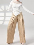 Women's Leisure Simple Pleated Wide Leg Pants