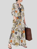 Women's Print Leisure Button Up Lapel Shirt Dress