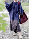 Women's Plain Cotton Linen Oversized Zen Dress