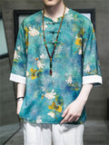 Male Breathable Floral Print Half Sleeve T-shirts