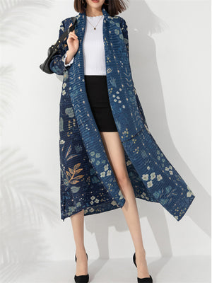 Vintage Ethnic Printed Cardigan Long Coat for Women