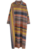 Women's Chic Contrast Color Stripe High Neck Autumn Dress