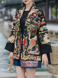 Women's Loong Embroidered Lace-Up Ethnic Style Jacket