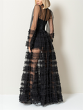 Sheer Lace Patchwork Sexy Party Maxi Dress for Women