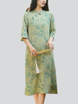 Women's Lush Tree Branch Jacquard A-line Qipao Dresses