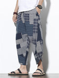 Men's Contrast Color Plaid Casual Loose Harem Pants