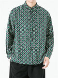 Male Trendy Autumn Winter Green Corduroy Plaid Jackets