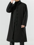 Men's Retro Plain Mid-Length Tang Suit Warm Cotton Coat