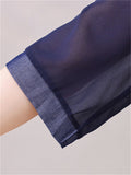 Chiffon Patchwork Blue Lapel Shirt for Women