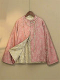 Lady Reversible Silky Knot Button Jacquard Tassel Jacket