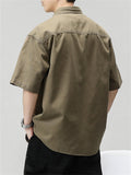 Men's Cool Lapel Chest Pocket Button Up Shirt