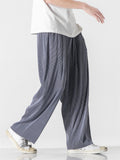 Male Flowy Pleated Solid Elasticated Waist Loose Pants