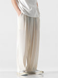 Male Flowy Pleated Solid Elasticated Waist Loose Pants