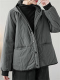 Women's Solid Color All Match Hooded Short Cotton Coat