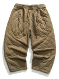 Warm Casual Male Cotton-padded Diamond Pattern Pants