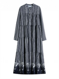 Women's French Style Stripe Zebra Print Long Dress